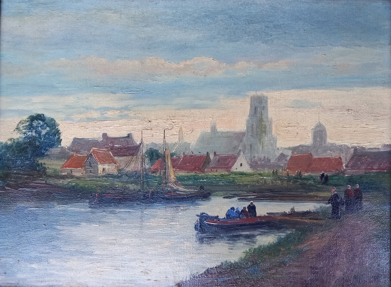 Jurrien Marinus Beek (1879-1965) – Rivierlandschap, Antiek en Kunst, Ophalen of Verzenden, Landschap