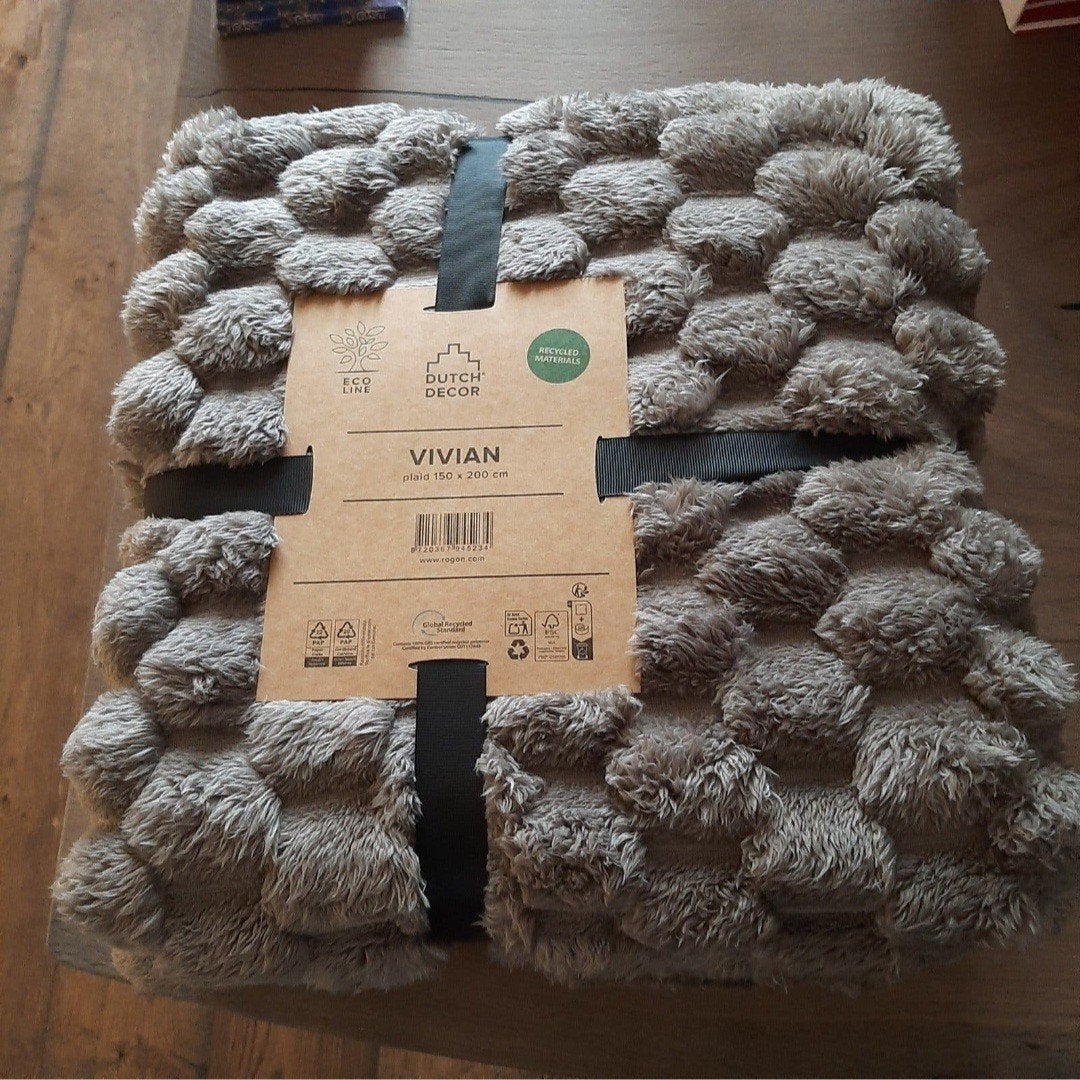 NIEUW! Plaid, Dutch Decor, grijs, fluffy, 150x200, decoratie, 200 cm, Nieuw, Plaid, Overige materialen