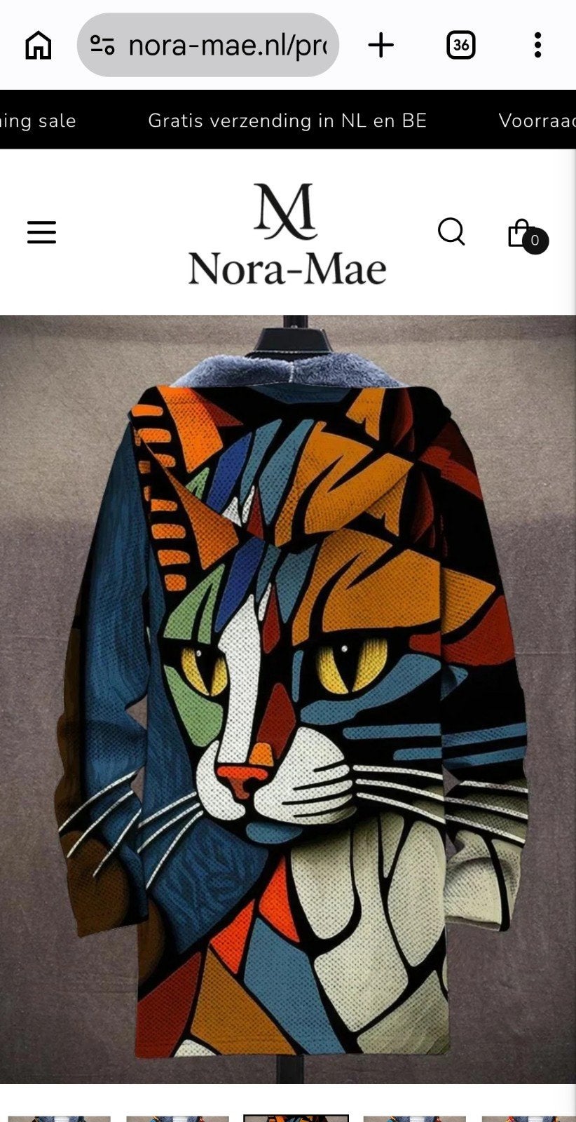 Nora-Mae jas met kattenprint, maat L, nieuw!, Nora-Mae, Ophalen of Verzenden