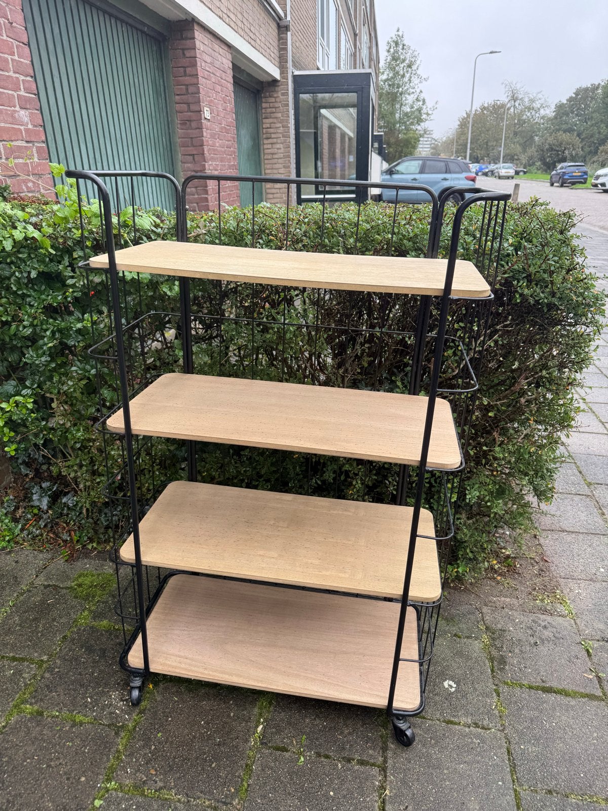 Vintage Broodkar /bakkerskar metaal met Houten Planken, Ophalen of Verzenden, Gebruikt