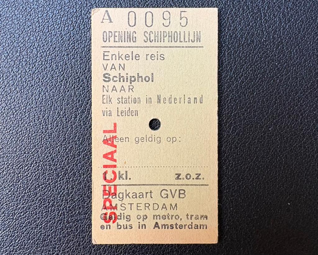 Treinkaartje ‘Opening Schiphollijn’ (1981), Ophalen of Verzenden, Gebruikt, Trein