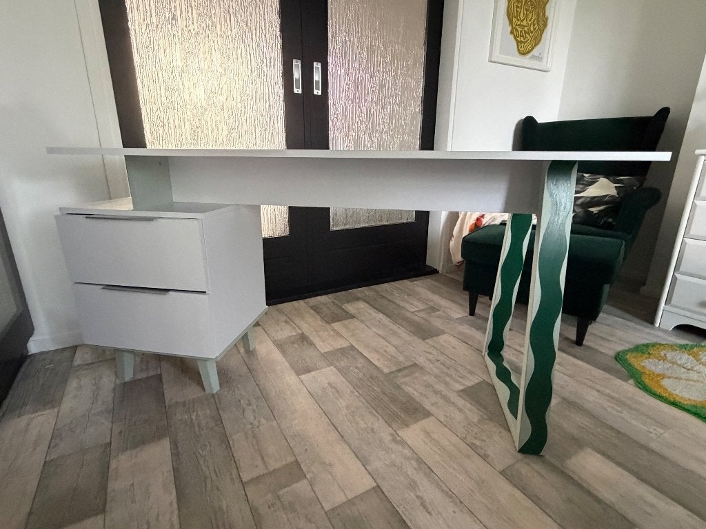 Tof bureau met kastje, Ophalen, Met lades, 150 cm, Hout