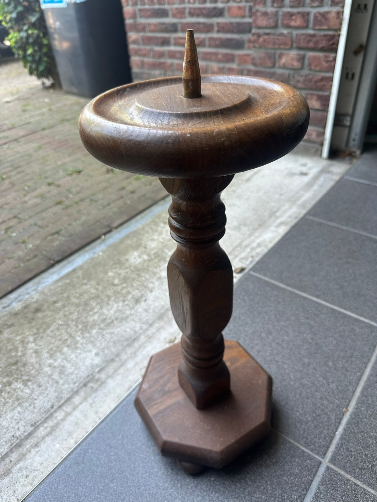 Vintage grote houten kandelaar / kaarsenhouder, Ophalen of Verzenden, Overige materialen, Kandelaar