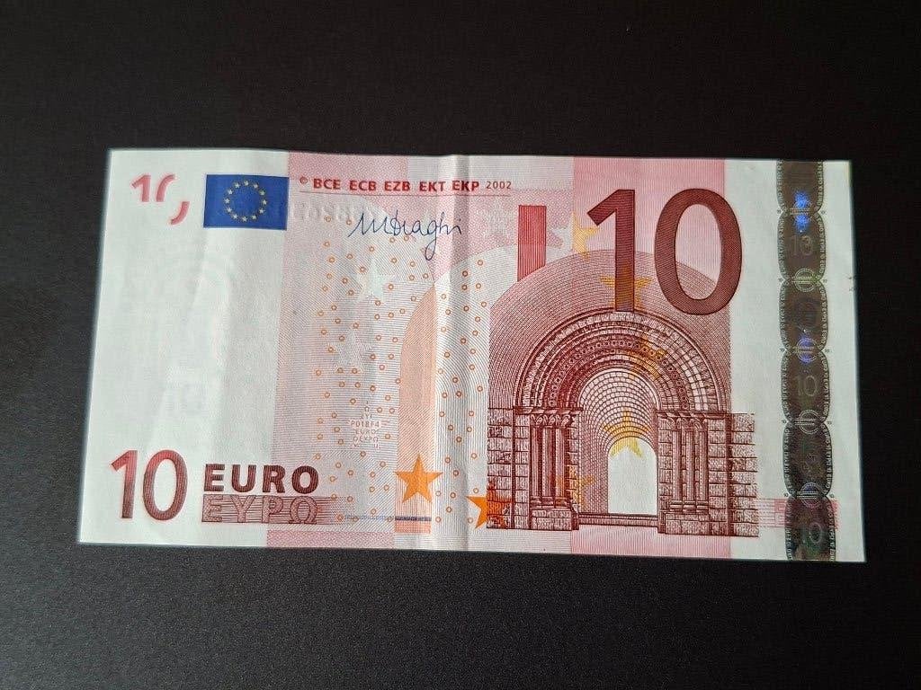 2002 Duitsland 10 euro oude serie Draghi printcode P018, Postzegels en Munten, Bankbiljetten | Europa | Eurobiljetten, Verzenden