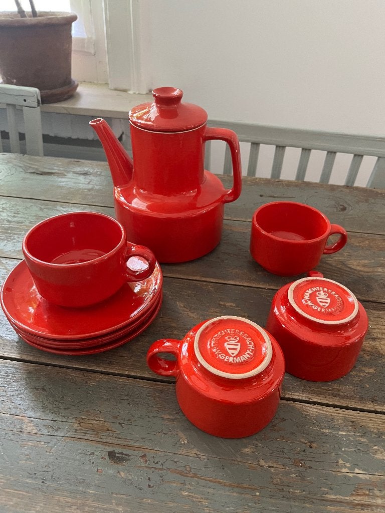 VINTAGE RETRO SERVIES KOFFIE ROOD WAECHTERSBACH GERMANY, Ophalen of Verzenden