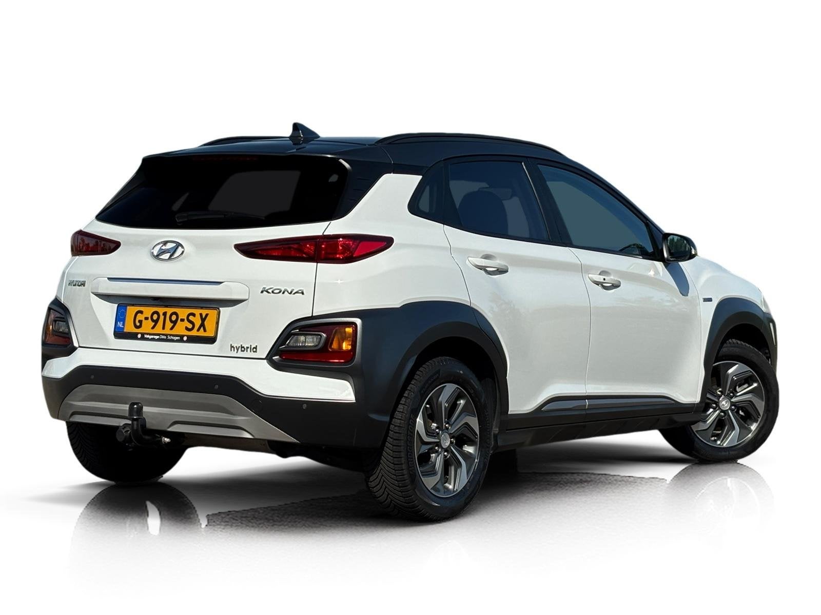 Hyundai Kona 1.6 GDI HEV Fashion ✅ Trekhaak ✅ CarPlay, Stof, Euro 6, 2 kWh, Wit