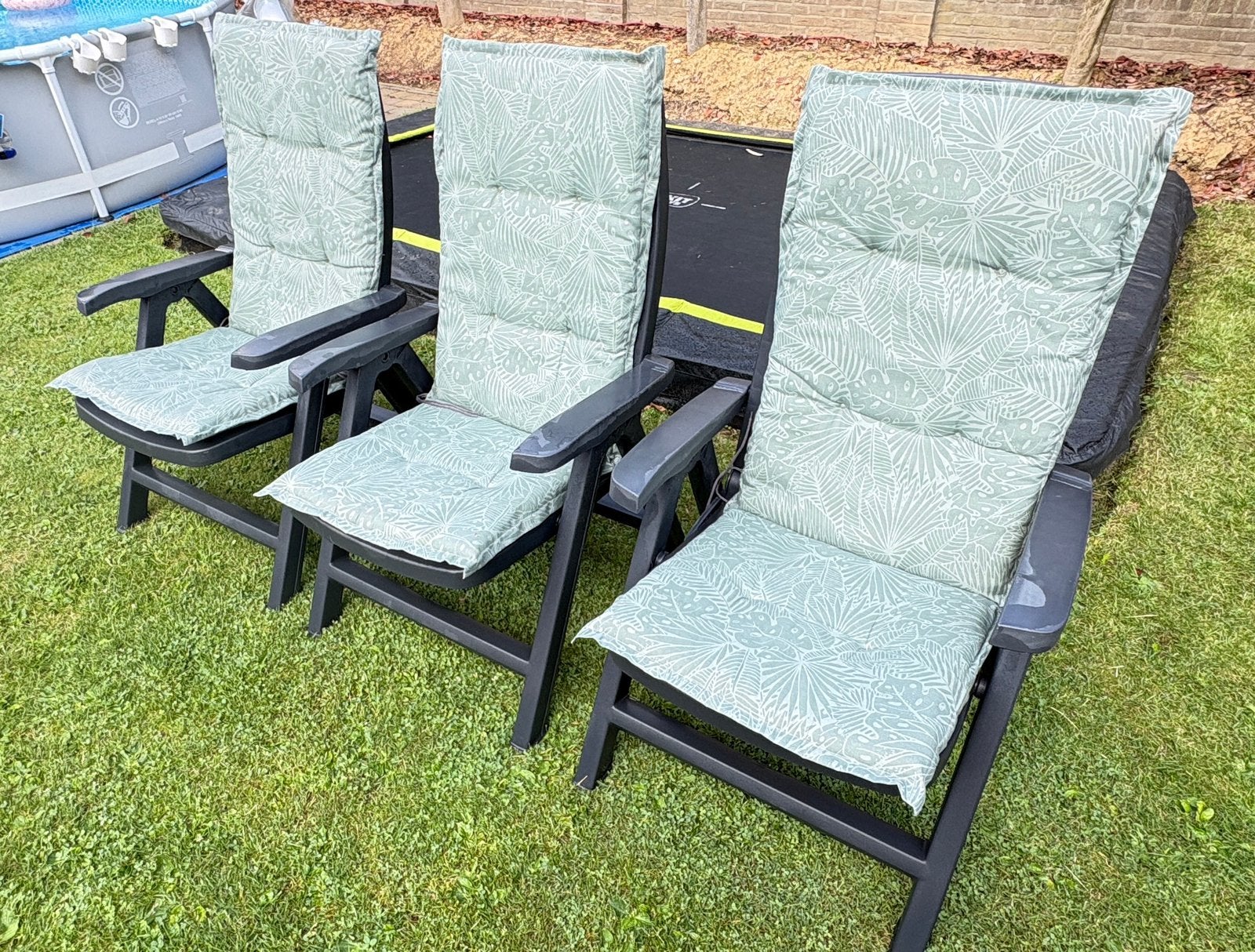 3 verstelbare tuinstoelen inclusief kussens, Tuin en Terras, Ligbedden, Gebruikt, Ophalen