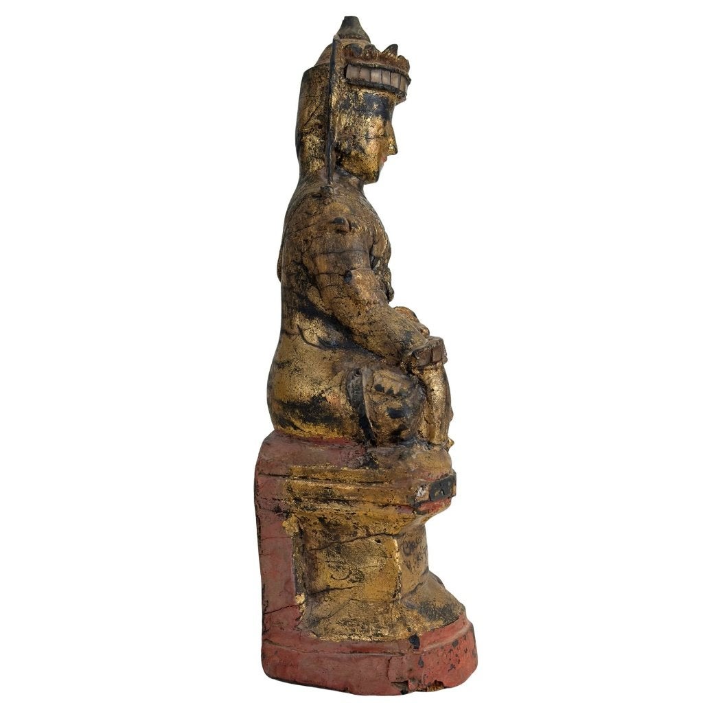 Nat-geest – Birmaans verguld hout, Overige herkomsten, Ophalen of Verzenden, Beeld, Hout