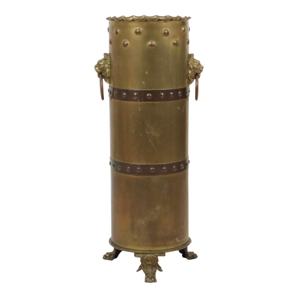 Unieke Obus Paraplubak XL Trench Art 1915 WO1 Leeuwenkoppen, Verzamelen, Ophalen, Overige soorten, Duitsland, Hulzen of Bodemvondsten