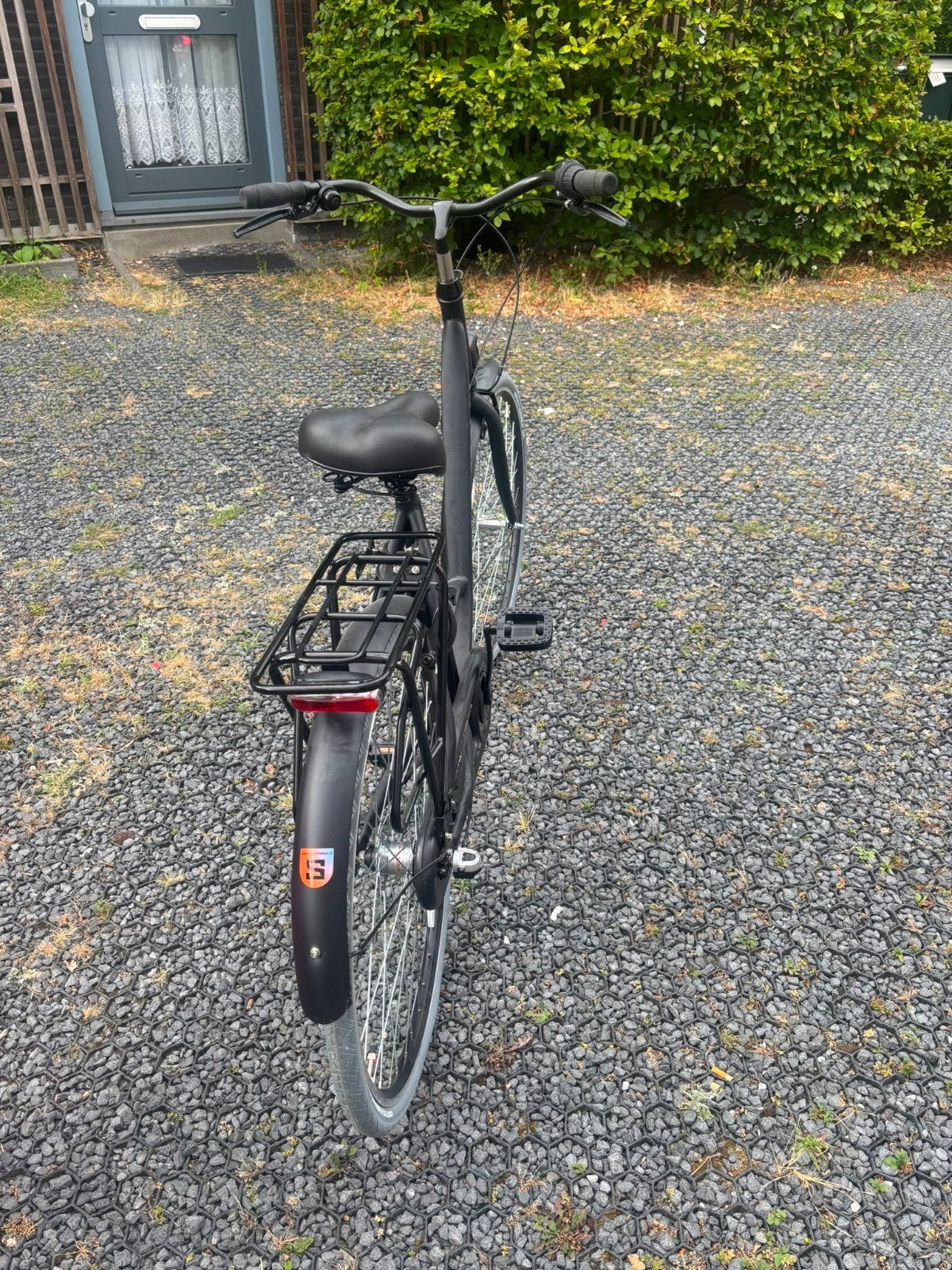 Zwarte Crown damesfiets met lage instap en bagagedrager, Velgrem, 50 tot 53 cm, Ophalen, Overige merken