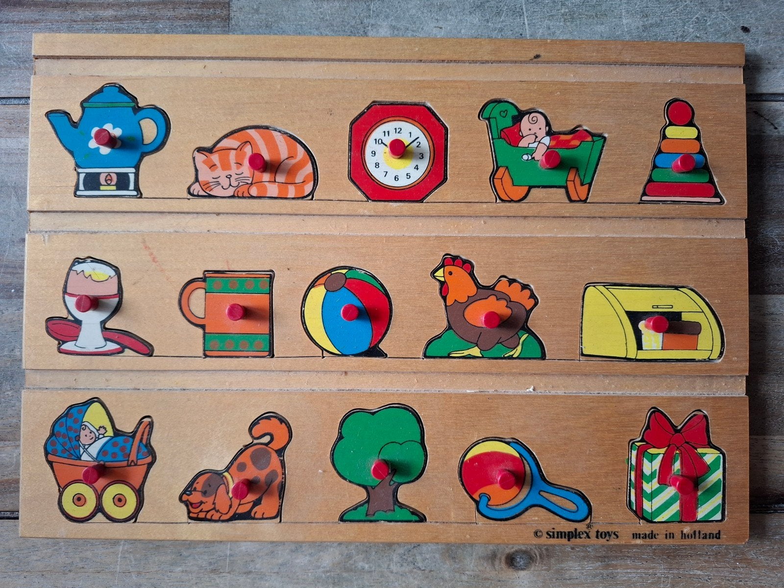 3 houten kinderpuzzels, Ophalen of Verzenden, Zo goed als nieuw, Overige typen