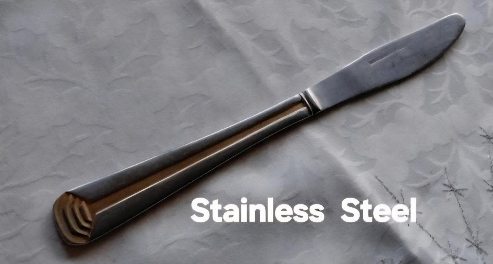 Grote mes Steinless Steel relief handgreep gouden bewerking, Ophalen of Verzenden, Rvs of Chroom