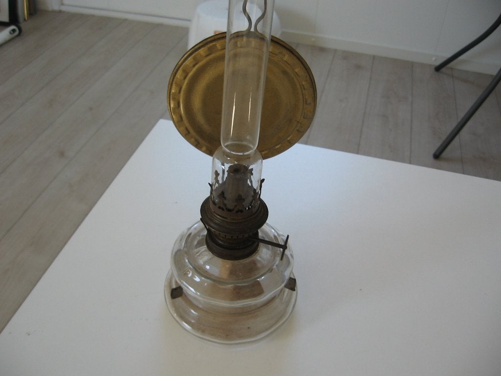 oud olie lampje met messing blaker + ophanghaak €22.50, Antiek en Kunst, Antiek | Koper en Brons, Ophalen of Verzenden, Koper
