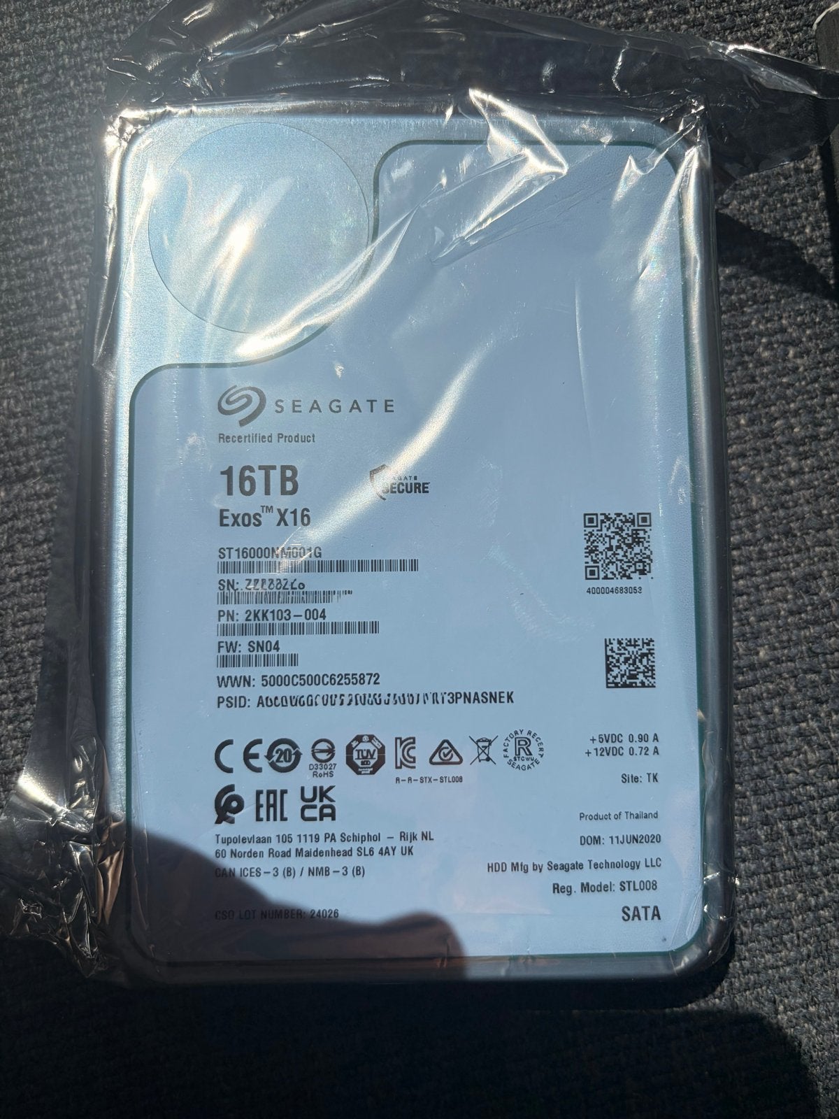 Seagate Exos X16 16TB SATA HDD - Nieuw in verpakking, Computers en Software, Harde schijven, Ophalen, Intern, Server, Nieuw