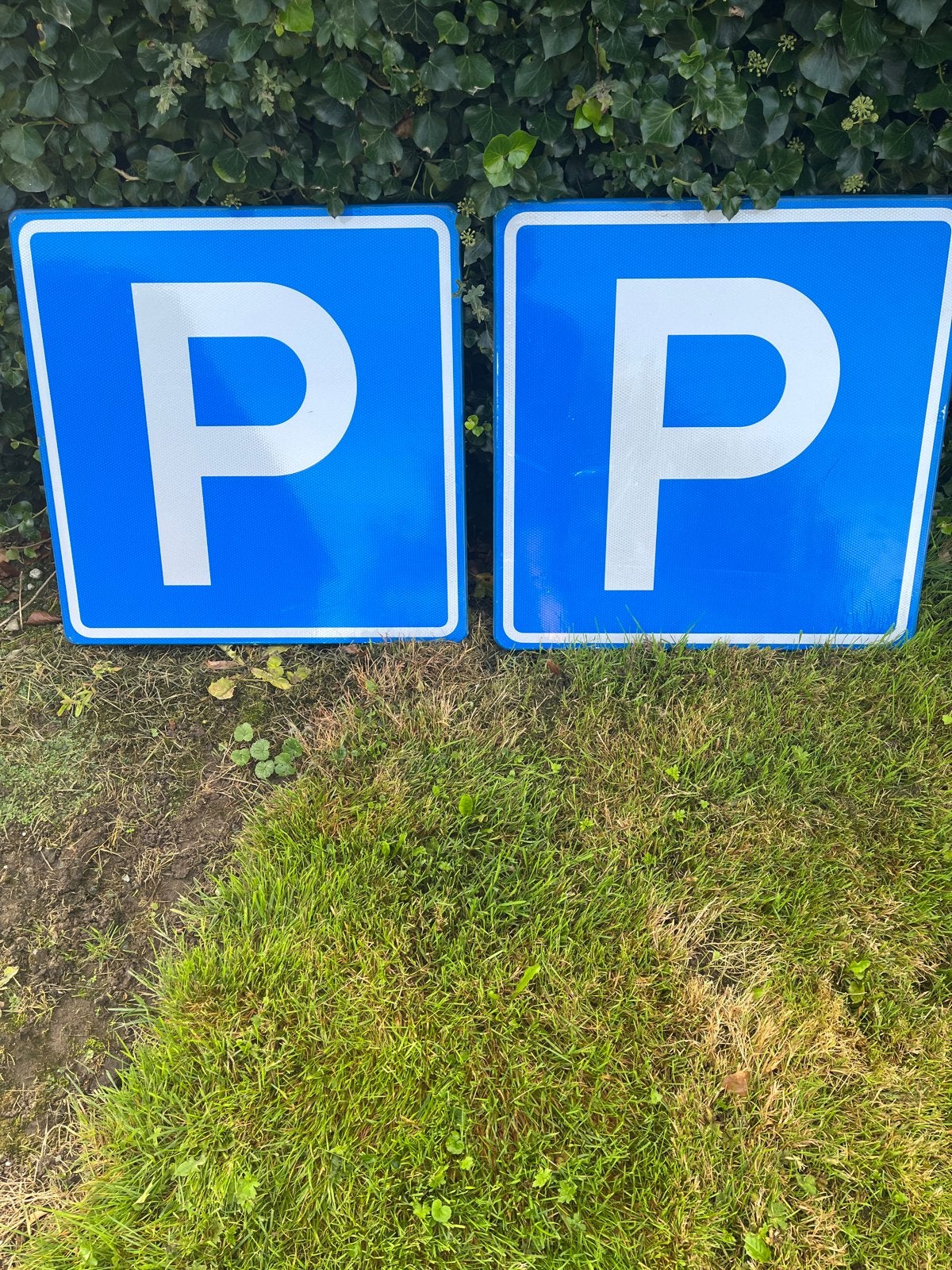 2x Parkeerbord P - Blauw met witte letter, Ophalen of Verzenden