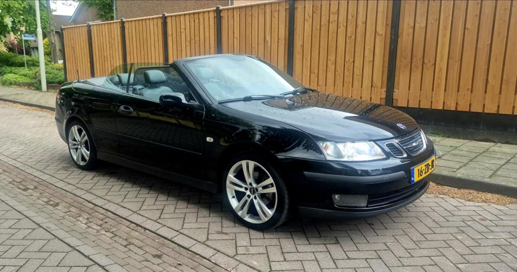 Saab 9-3 1.8 T Cabrio 2004 Zwart, Auto's, Saab, Voorwielaandrijving, 1998 cc, 4 cilinders, Cabriolet