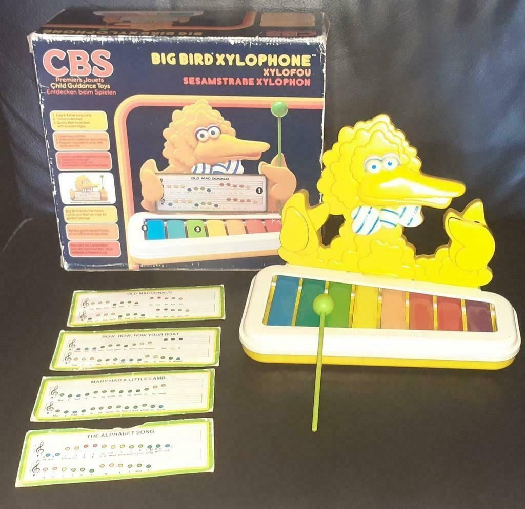 Vintage Sesamstraat Big Bird Xylofoon in doos uit 1984!, Ophalen of Verzenden, Gebruikt