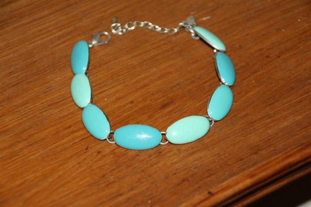 dames armband turquoise, Sieraden, Tassen en Uiterlijk, Ophalen of Verzenden, Zo goed als nieuw, Zilver, Zilver