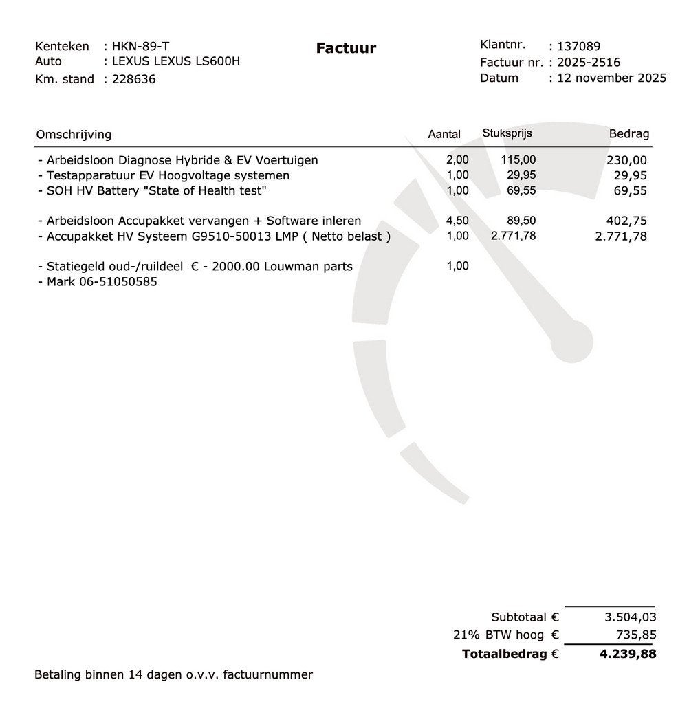 Lexus LS 600h YOUNGTIMER NIEUWE HYBRIDE ACCU twv 4.200 EURO, Automaat, 8 cilinders, 2245 kg, Wit