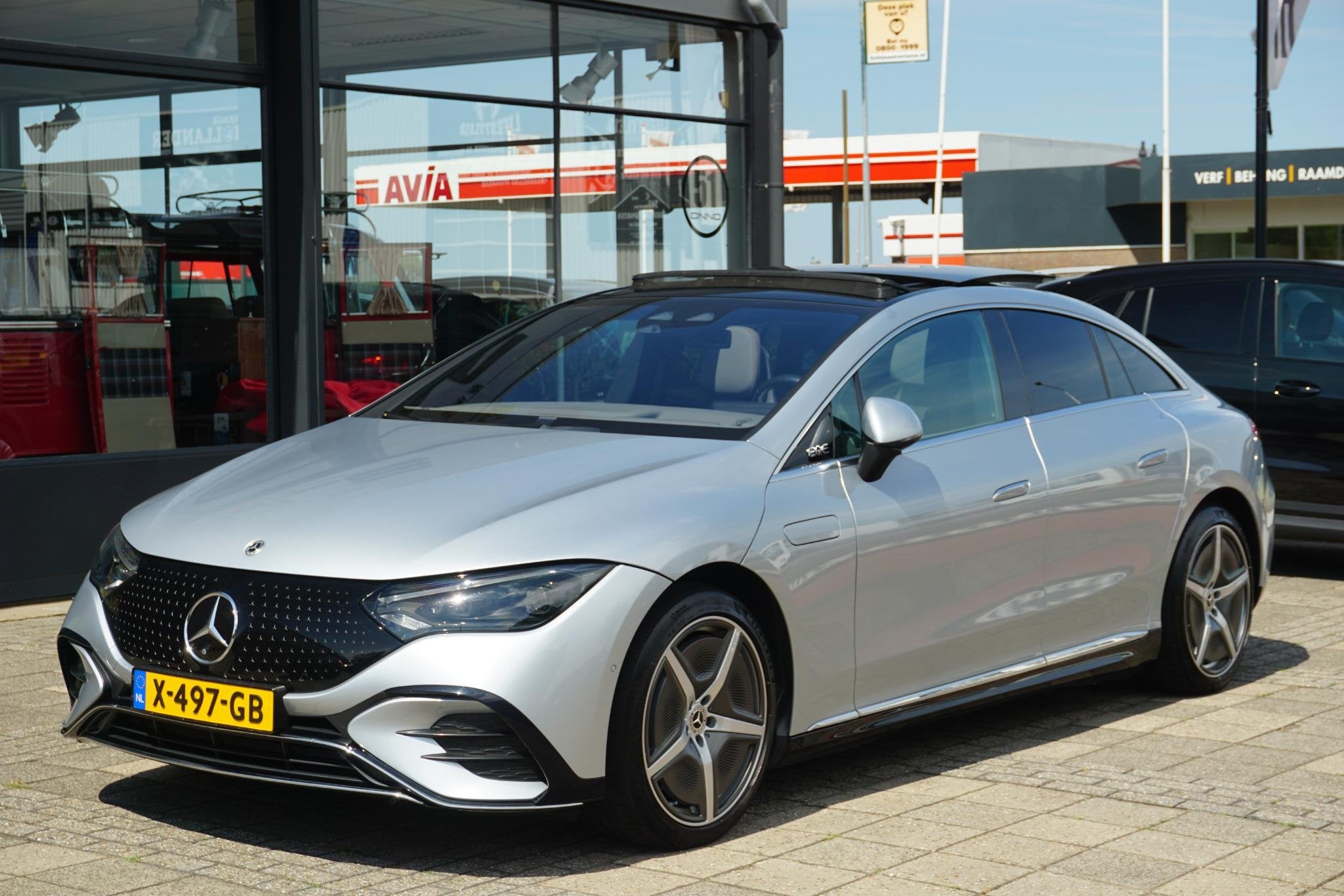 Mercedes-Benz EQE 350+ AMG Line 91 kWh, Auto's, Automaat, Achterwielaandrijving, Gebruikt, Leder en Stof
