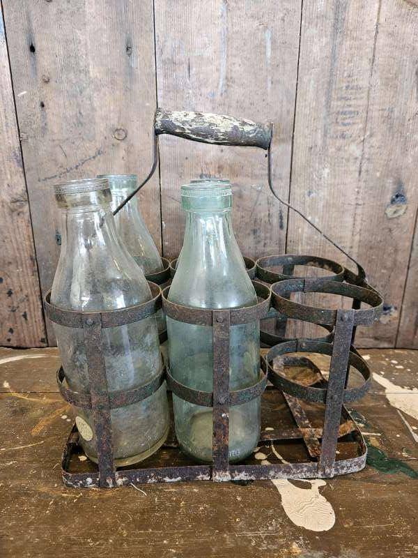 oud frans flessenrek ``WOONWINKEL RUSTIEK``, Ophalen of Verzenden
