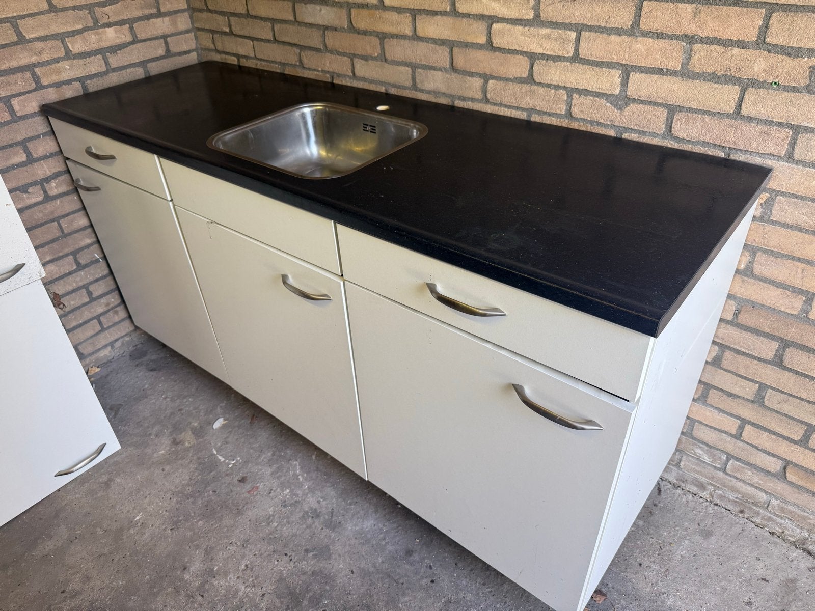 Compacte keuken met spoelbak en kraan bruynzeel, Ophalen, Gebruikt, Wit, 150 tot 200 cm