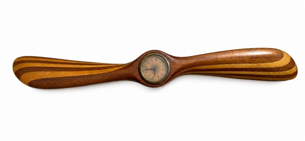 Vintage houten vliegtuigpropeller klok werkend, Ophalen of Verzenden
