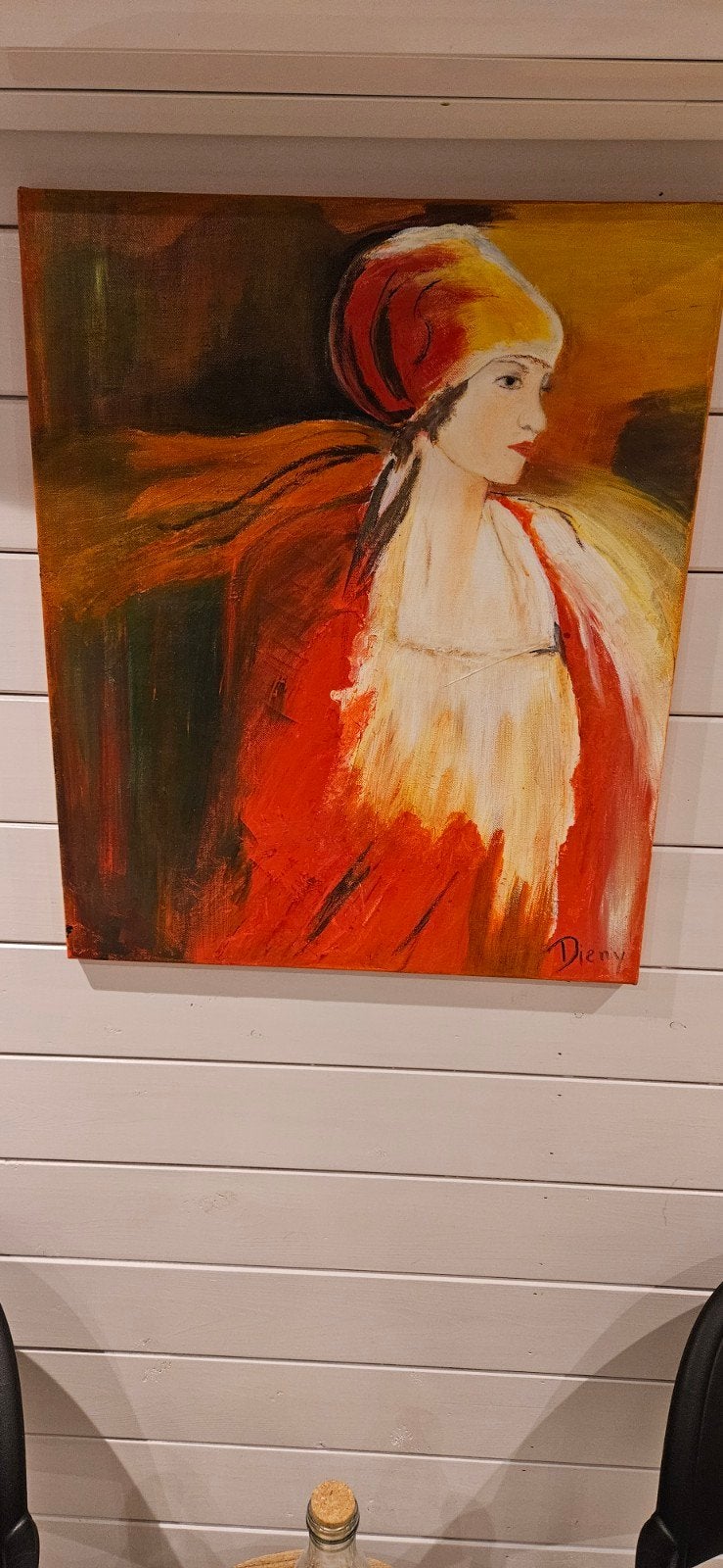 Schilderij 'Vrouw met Hoofddoek' - 50x60 cm, Ophalen, Portret, Textiel, Gesigneerd
