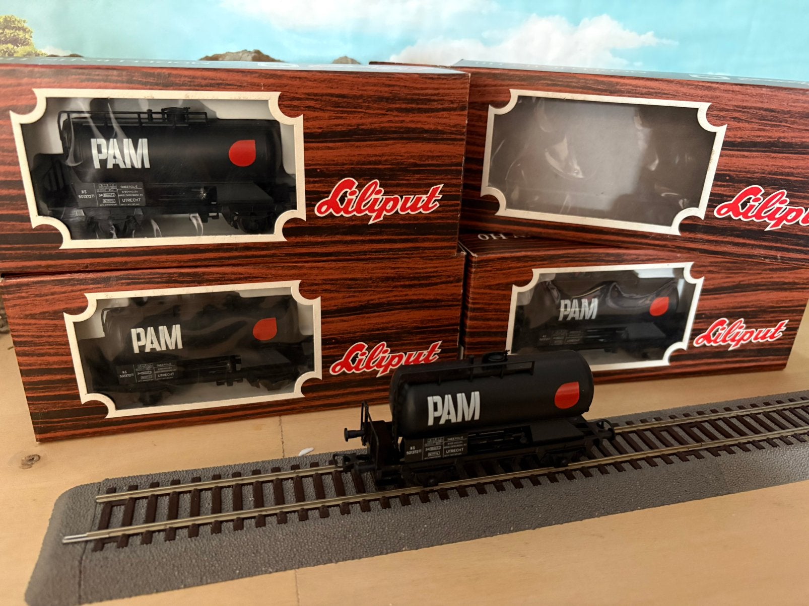 Liliput 4x NS ketelwagen PAM Utrecht, Gelijkstroom, Verzenden, Wagon, Liliput