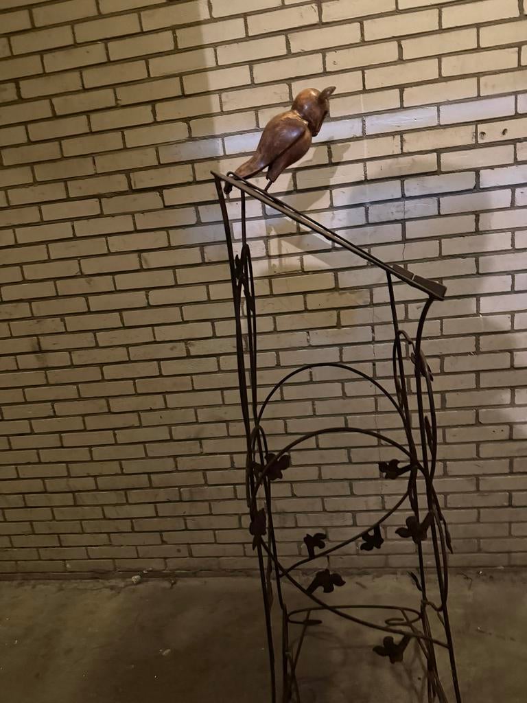 Decoratieve metalen lessenaar met houten vogel, Ophalen of Verzenden