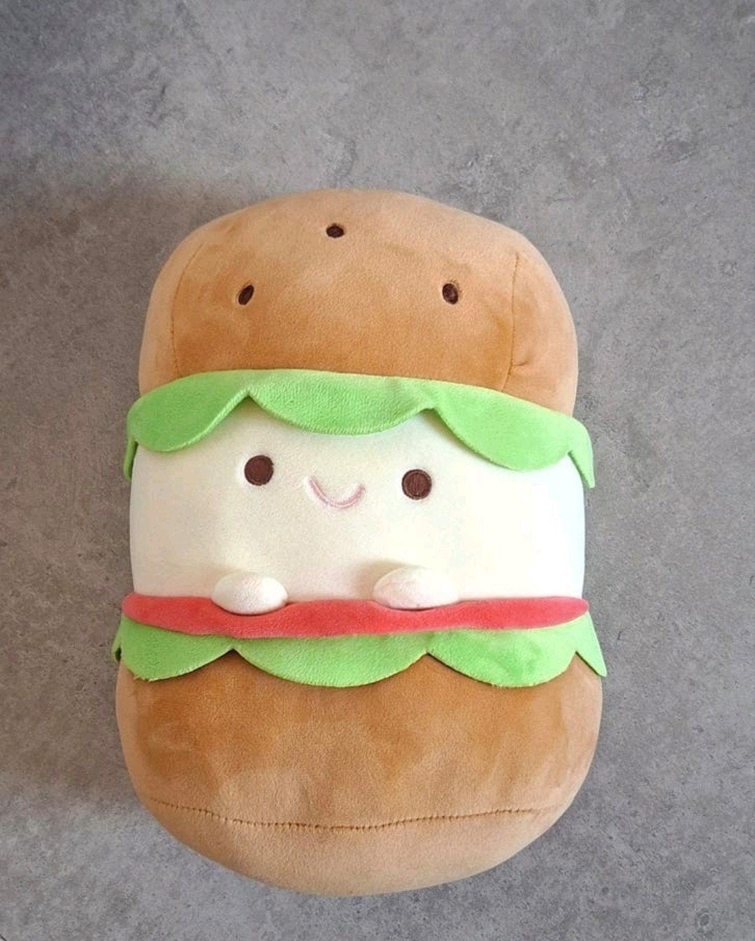 Squishmallow hamburger knuffel ZGAN, Ophalen of Verzenden, Zo goed als nieuw, Overige typen, Middelgroot (20 tot 80 cm)