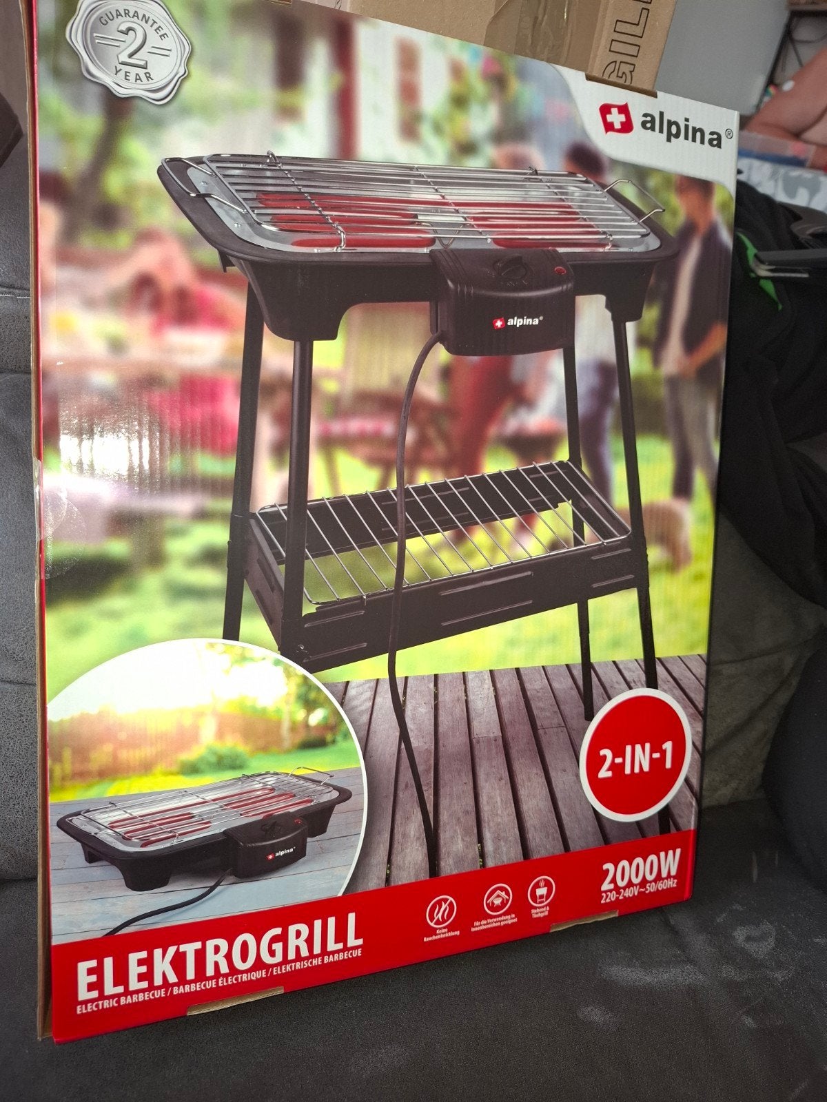 Nieuwe Alpina Elektrische BBQ 2-in-1 - 2000W, Ophalen of Verzenden, Nieuw, Alpina