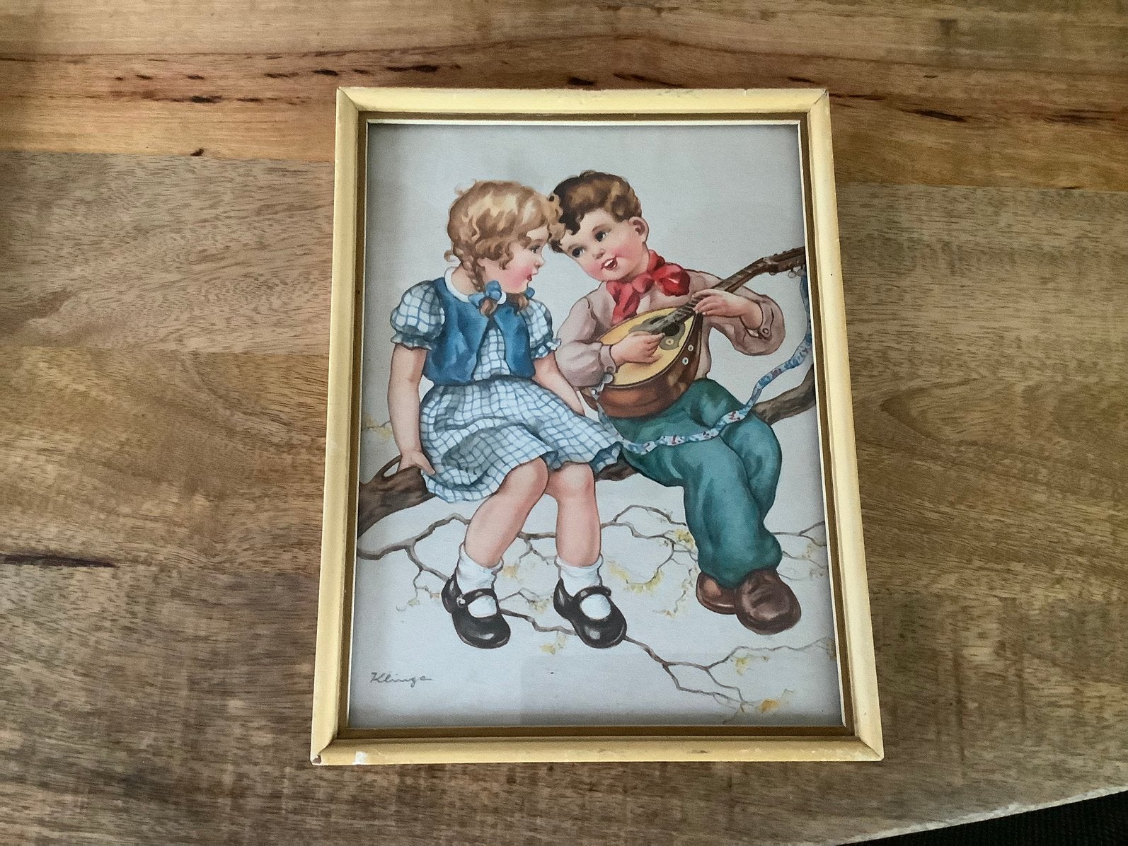 Nostalgisch kinder schilderijtje, Antiek en Kunst, Ophalen of Verzenden