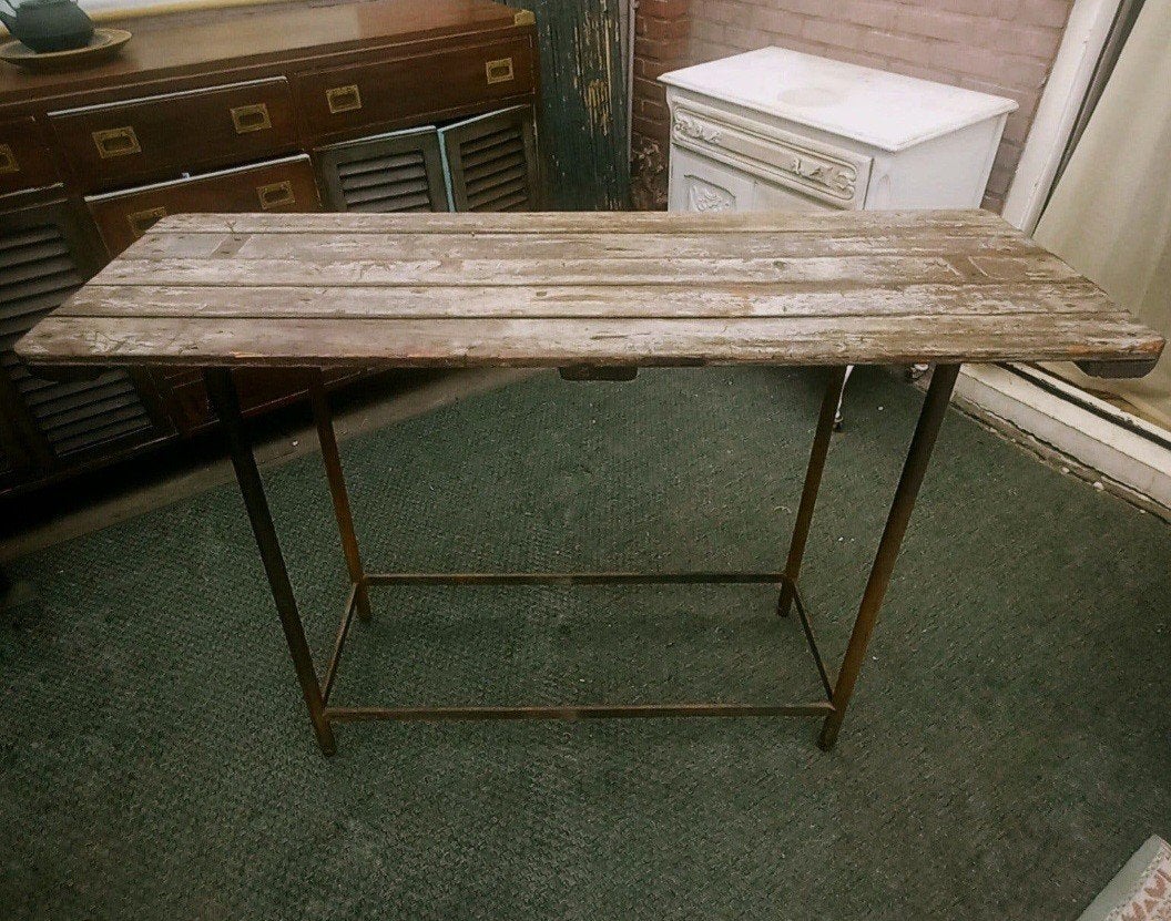 Stoere vintage sidetable., Ophalen, 25 tot 50 cm, Rechthoekig, 100 tot 150 cm