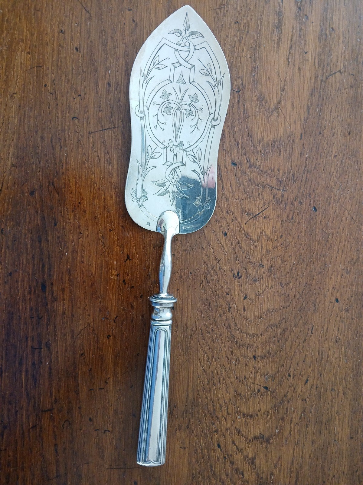 antieke verzilverde taart - visschep, Antiek en Kunst, Ophalen of Verzenden