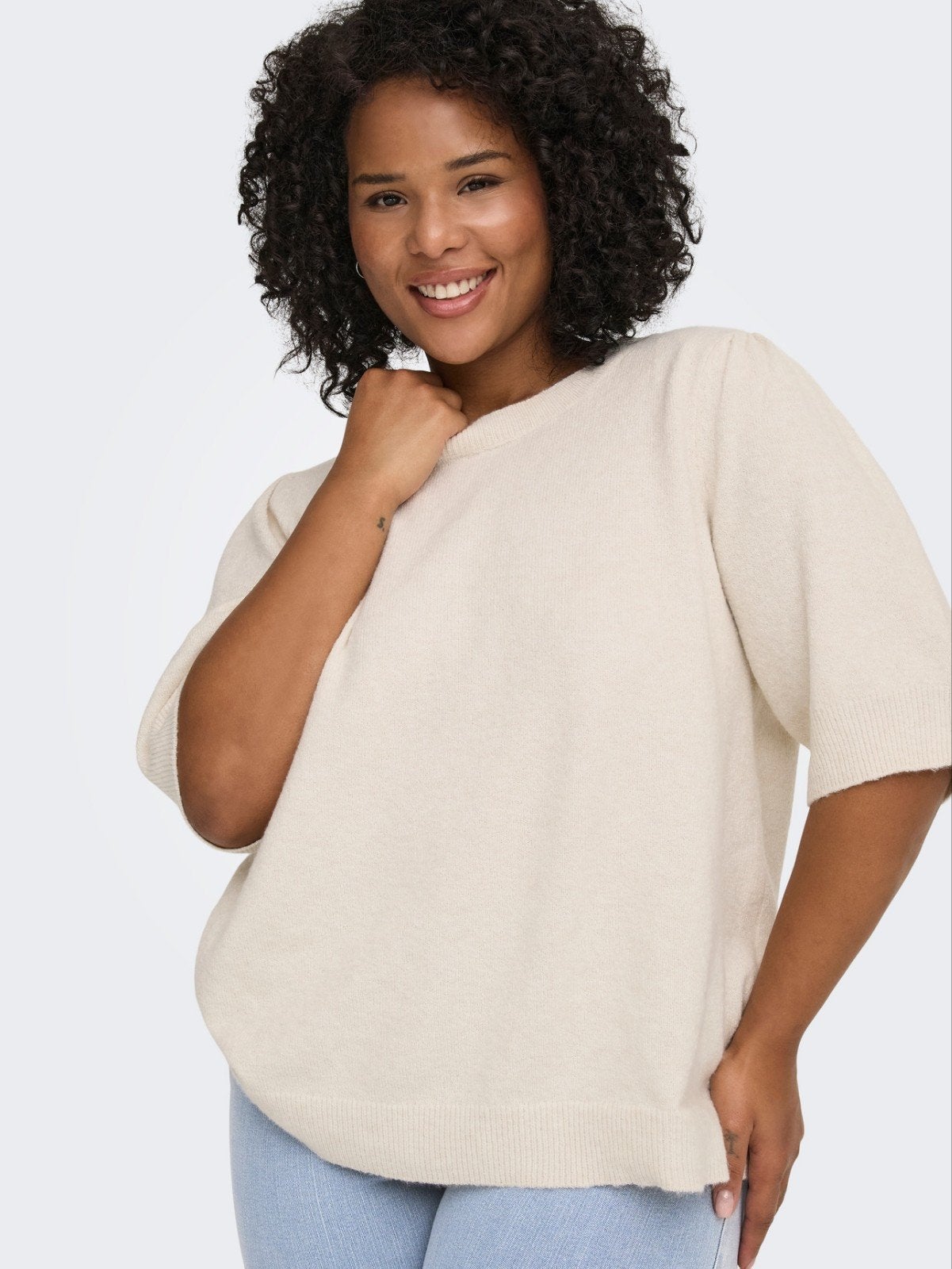Ecru zomer truitje Carrica van Only Carmakoma Maat 54, Kleding | Dames, Grote Maten, O, O, Trui of Vest, Nieuw