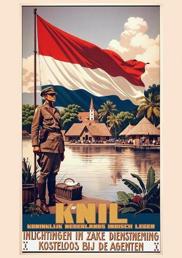 Unieke Koninklijk Nederlands Indie Leger KNIL Poster Affiche, Verzenden, Nederland, Foto of Poster