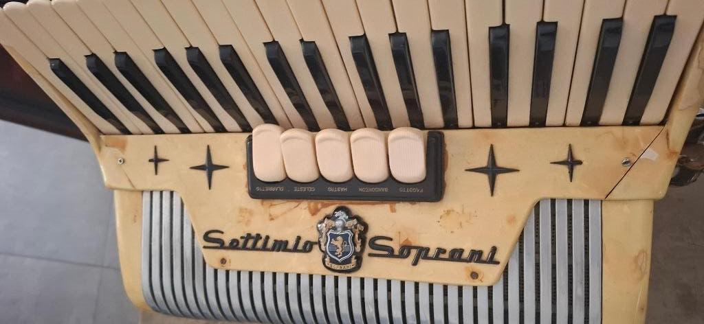 Settimio Soprano accordeon, Gebruikt, Onbekend, Met koffer, Toetsaccordeon