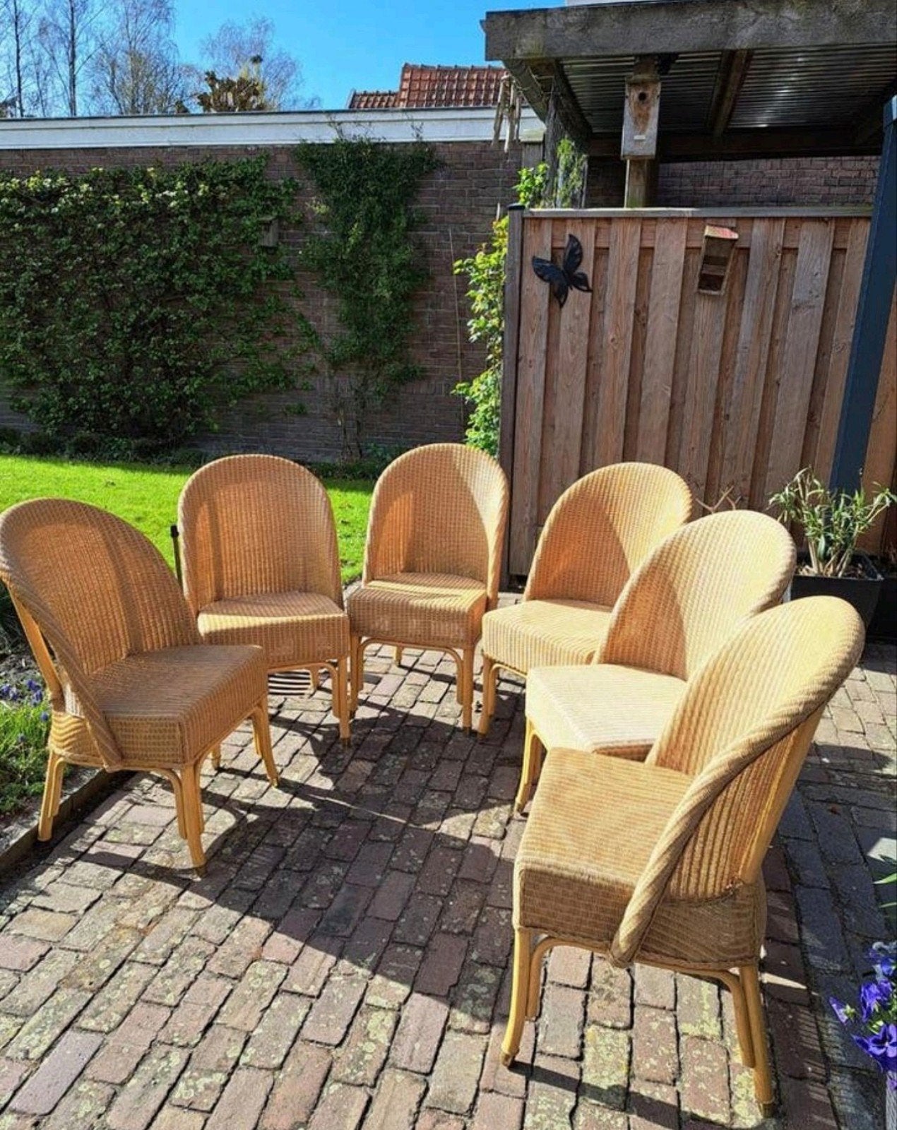 6 Original Loom rotan stoelen, Ophalen, Gebruikt, Bruin, Riet of Rotan