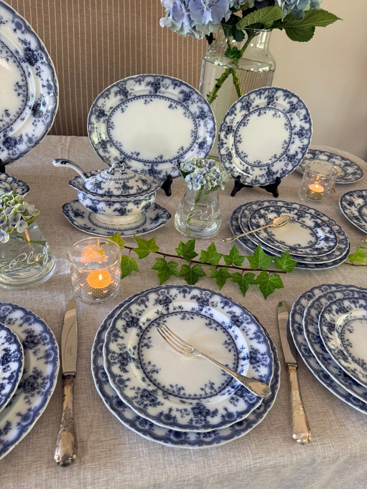 Foto 21 van Furnivals Medina 1898 antiek blue servies 11 pers izgst