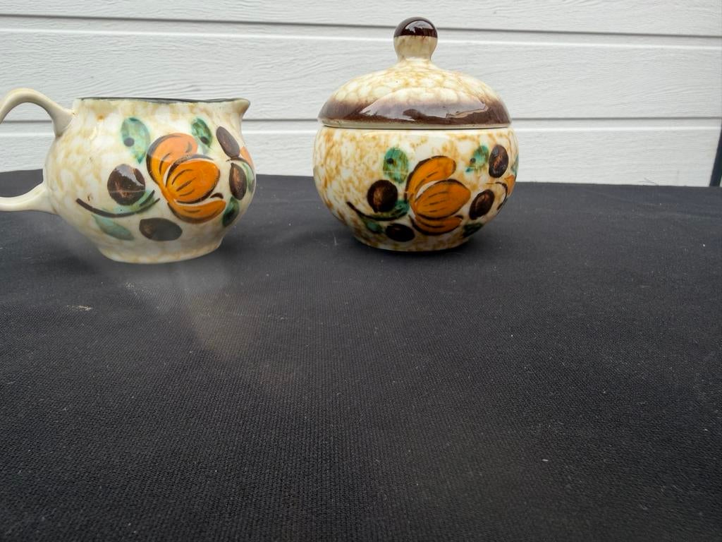 Roomstel melkkan en suikerpot Boch, Ophalen of Verzenden