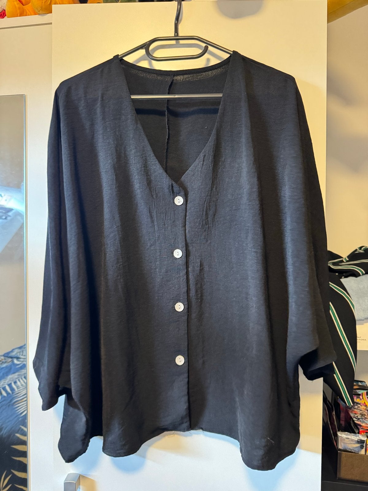 Zwarte blouse met wijde mouwen, Verzenden, Zwart, Maat 46/48 (XL) of groter, Zo goed als nieuw