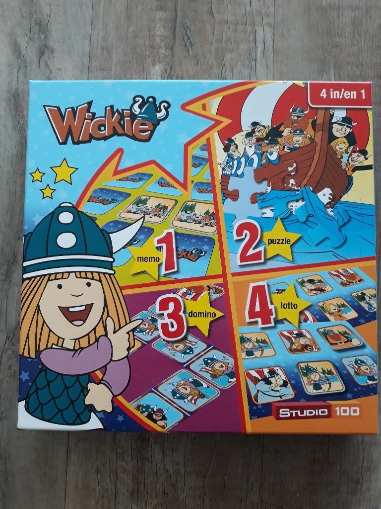 Wickie de Viking 4 in 1 spellen doos Memo Lotto Domino Puzze, Kinderen en Baby's, Speelgoed | Educatief en Creatief, Ophalen of Verzenden