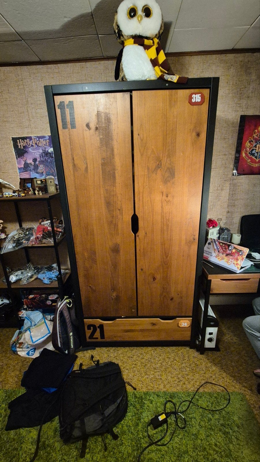 Houten kledingkast met industriële look, Ophalen, Gebruikt, 50 tot 75 cm, 150 tot 200 cm