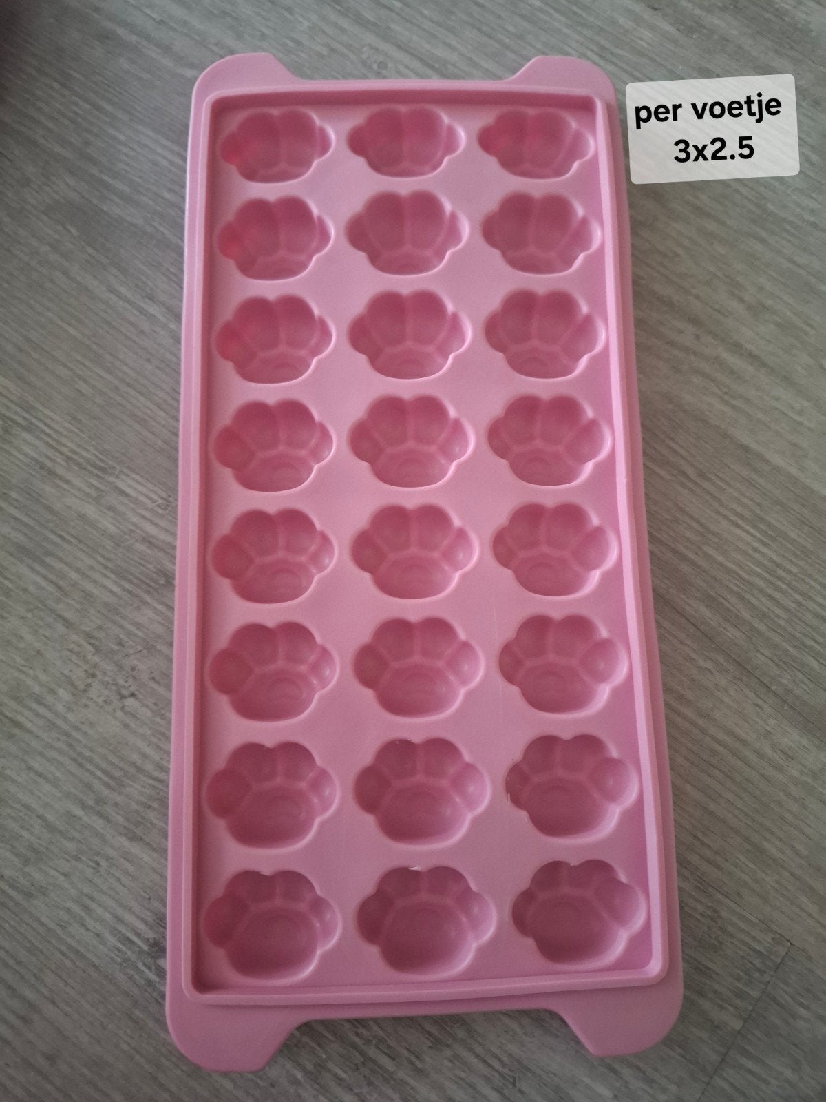 Roze siliconen ijsblokjesvorm/snoepvorm - pootafdrukken, Huis en Inrichting, Ophalen of Verzenden, Roze, Rubber/elastomeren, Overige typen