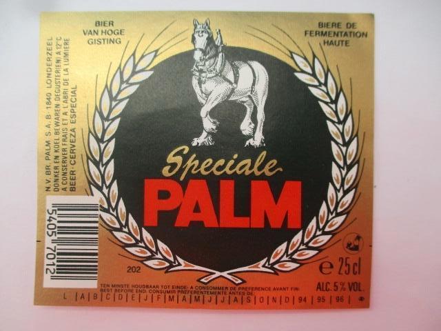 bieretiket Belgie 16-3 (E3) palm, Ophalen of Verzenden, Gebruikt, Overige typen, Palm