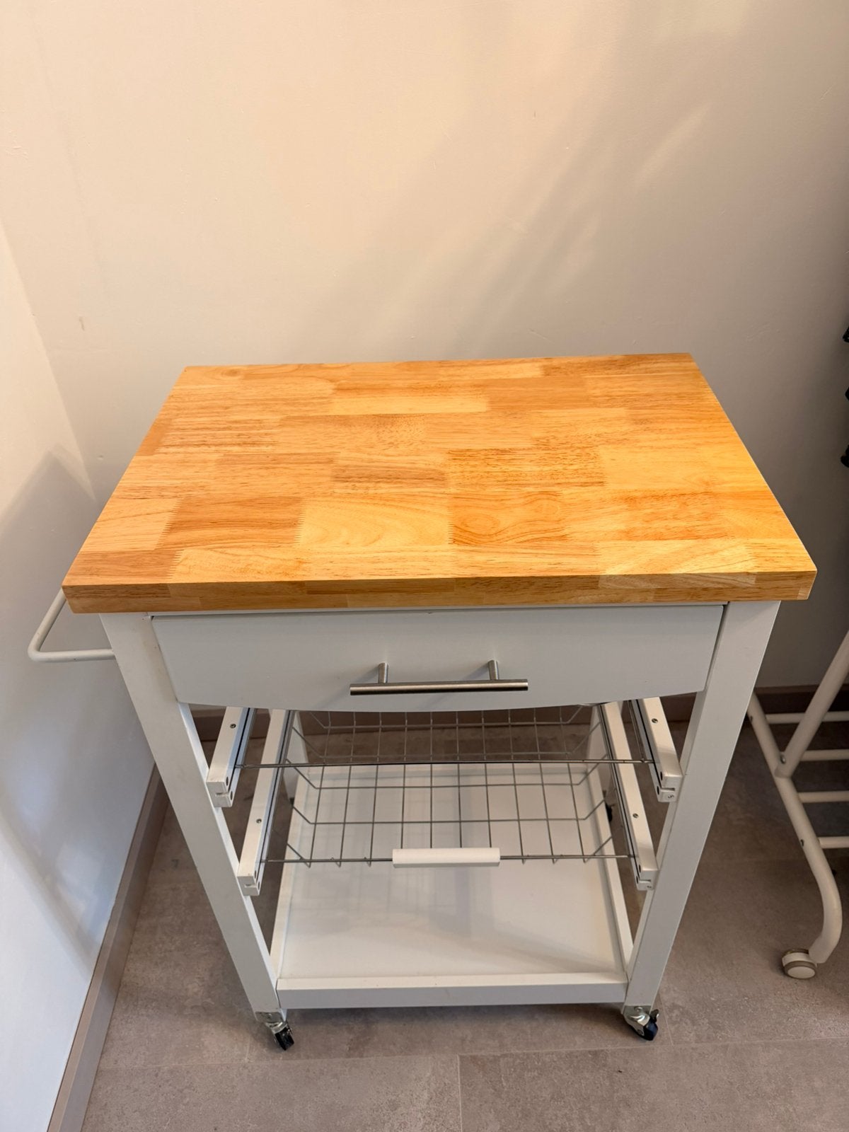 IKEA STENSTORP Keukentrolley – Wit/Eiken, Ophalen, Wit, 50 tot 100 cm, Zo goed als nieuw