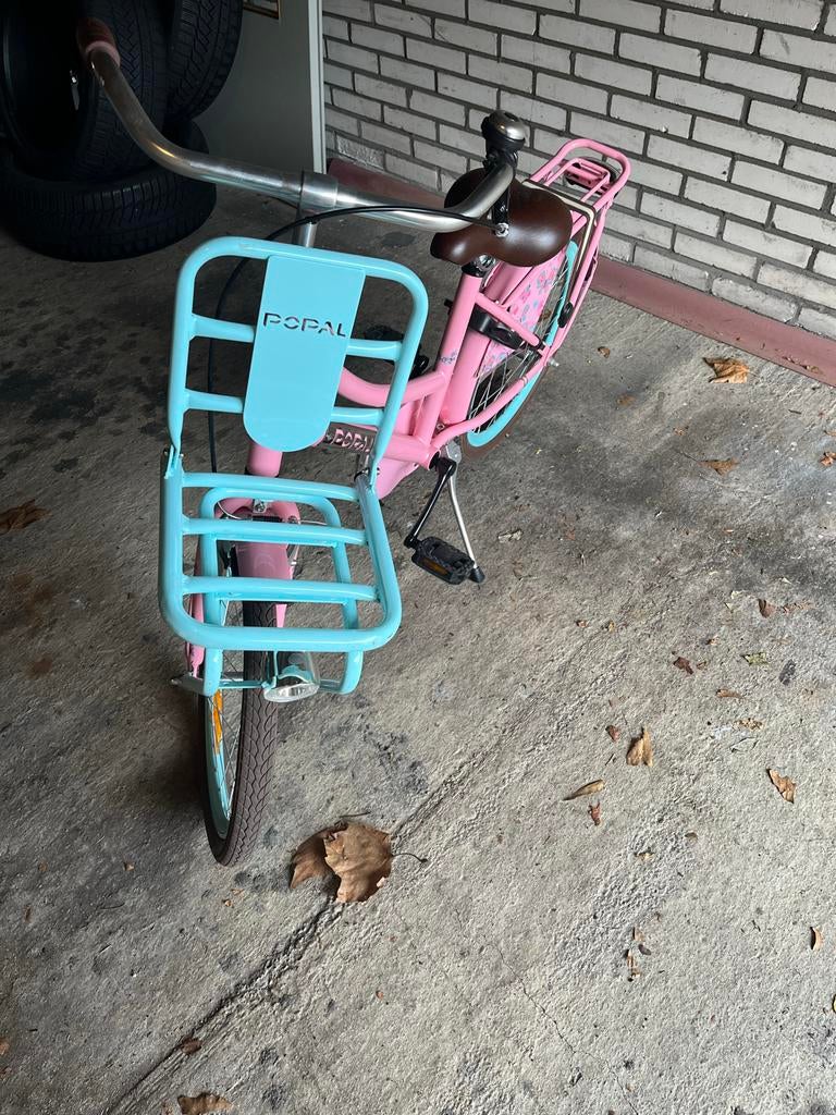 Roze Popal kinderfiets met voordrager, Fietsen en Brommers, Fietsen | Kinderfietsjes, Ophalen of Verzenden, Gebruikt, Terugtraprem