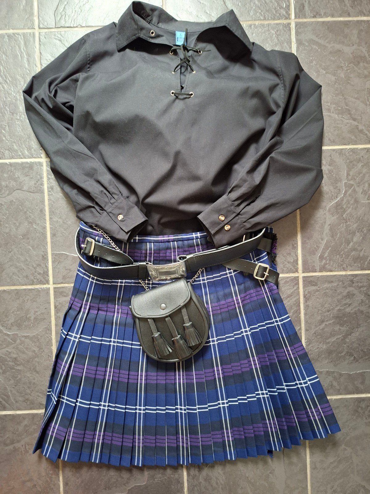 Schotse Kilt Outfit met Sporran en Riem, Kleding | Heren, Ophalen of Verzenden, Zo goed als nieuw, Maat 52/54 (L)