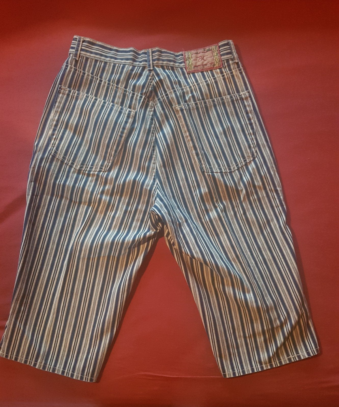 Vintage BC Original Gestreepte Denim Bermuda Shorts - 34, Ophalen of Verzenden, Blauw